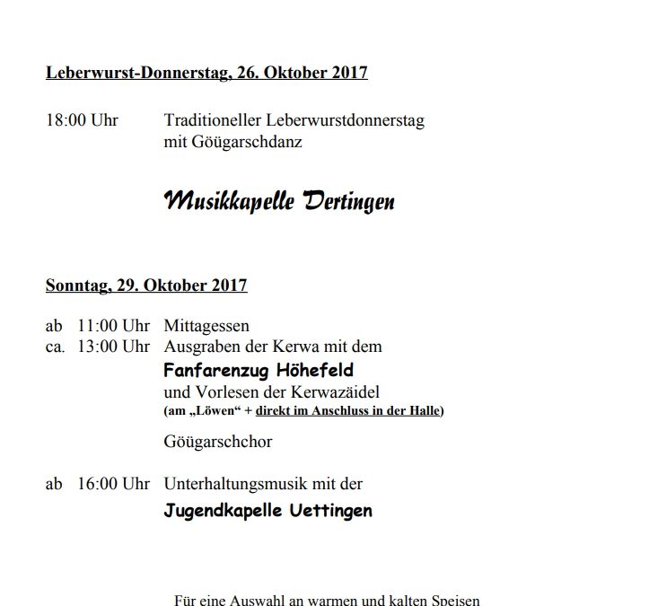 Programm Kerwa 2017