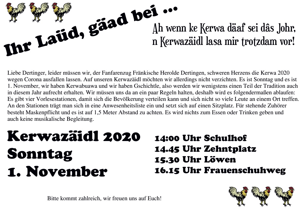 Kerwazäidl 2020 Sonntag 1. November